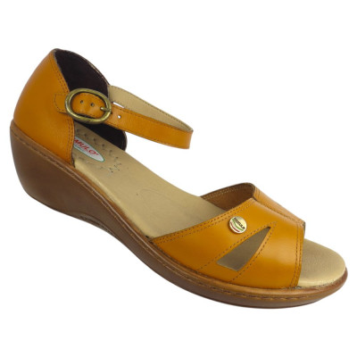 Romulo Sandalia Cuero Mandarina Mujer Talla 37 Ref 5689 